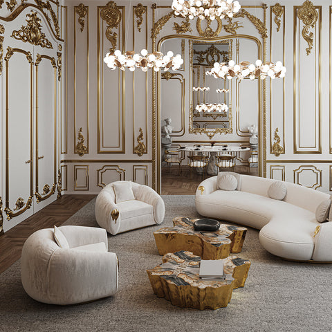 Brass Leather Sculptural Form Armchair