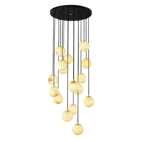 Roden Alabaster Global Pendant Chandelier For Staircase, Spiral Global Pendant