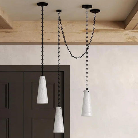 Contemporary Lucca Chandelier 202A-5 in Alabaster, 5-Light Vintage Alabaster Pendant Cluster