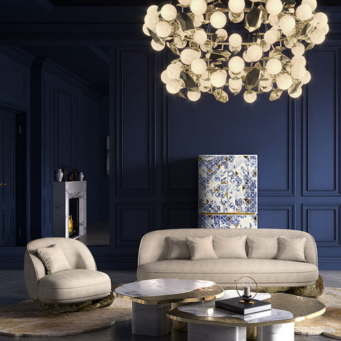 Brass Wood Sculptural Form Sideboard Living Room