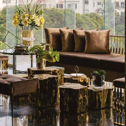 Gold Sculptural Form Sofa for Living Room