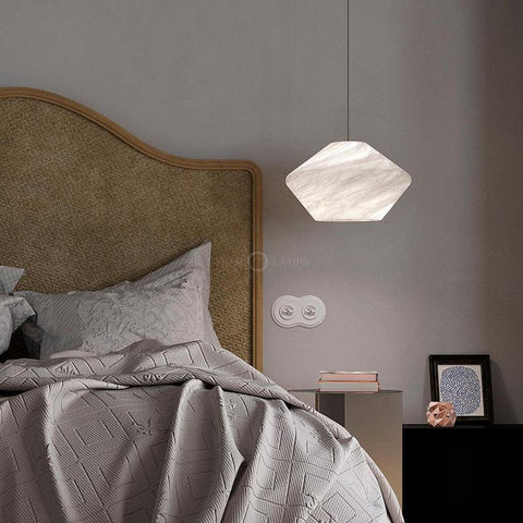 Decorative Alabaster Bedside Pendant Light, Living Room Pendant Light