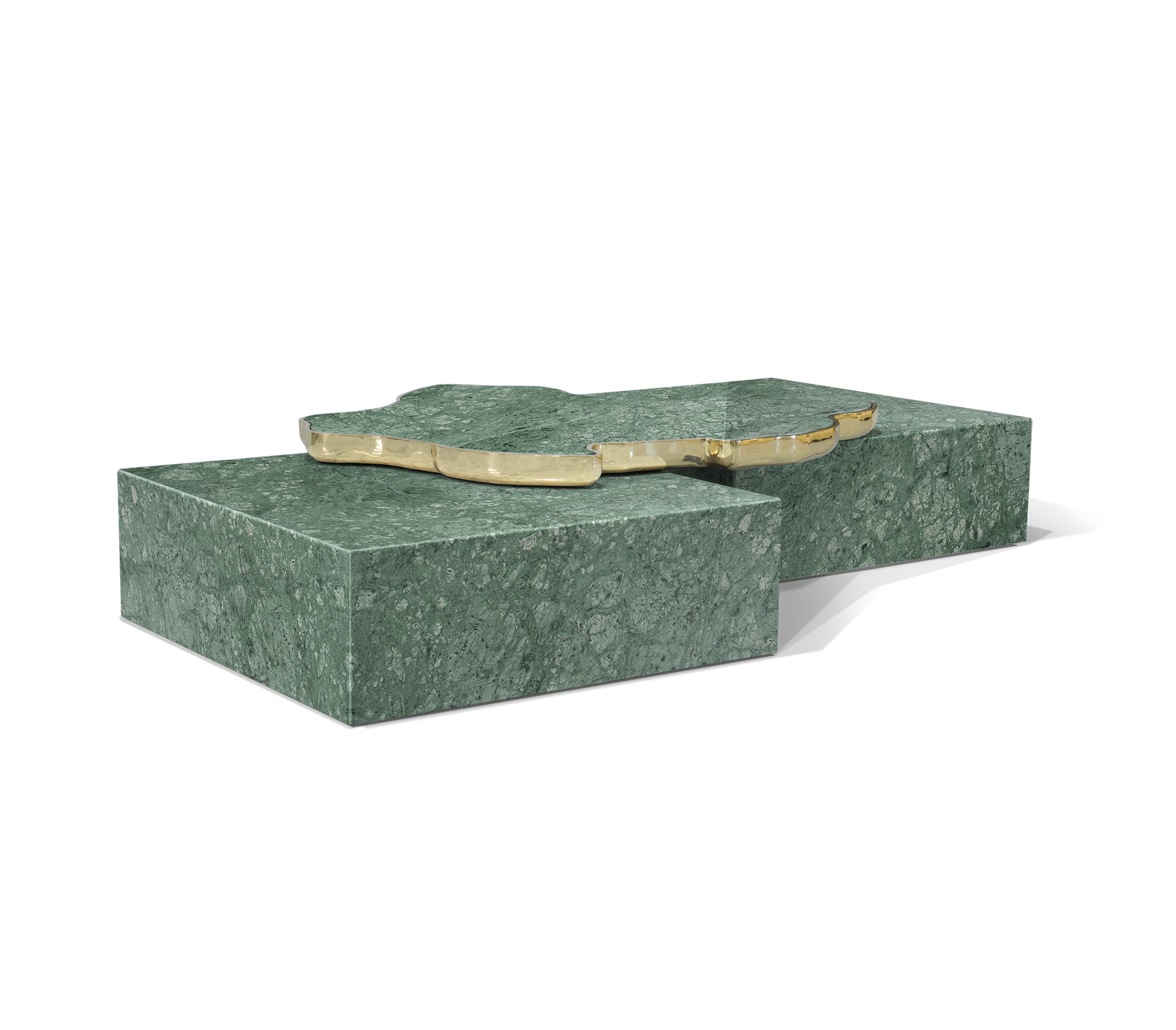 Luxury Sculptural Coffee Table Black & White High-Gloss Marble Finish