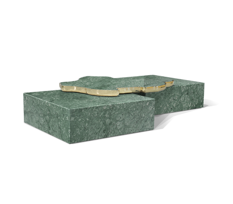 Luxury Sculptural Coffee Table Black & White High-Gloss Marble Finish