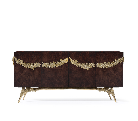 Walnut Burl Sideboard Buffet Cabinet
