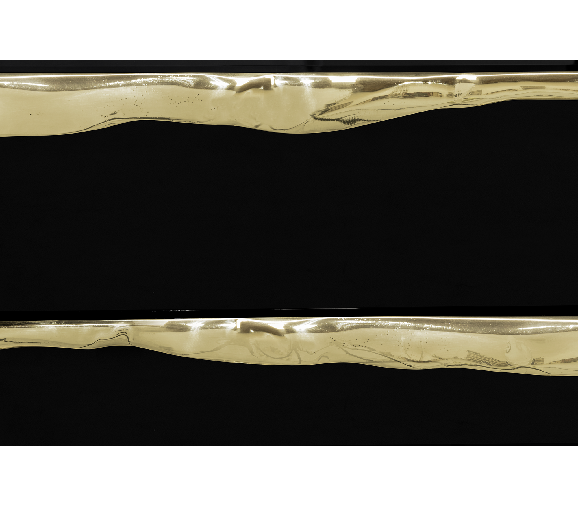 Brass Stone Black Sculptural Form Cabinet