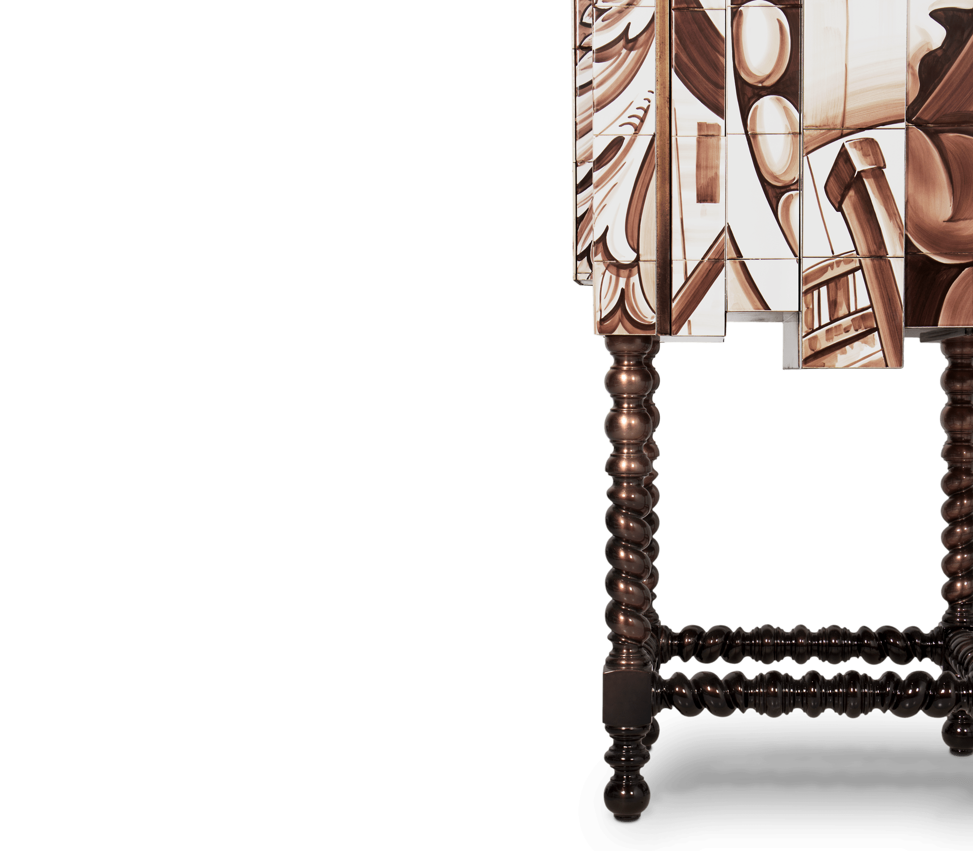 Mahogany Mirrored Cabinet for Living Room