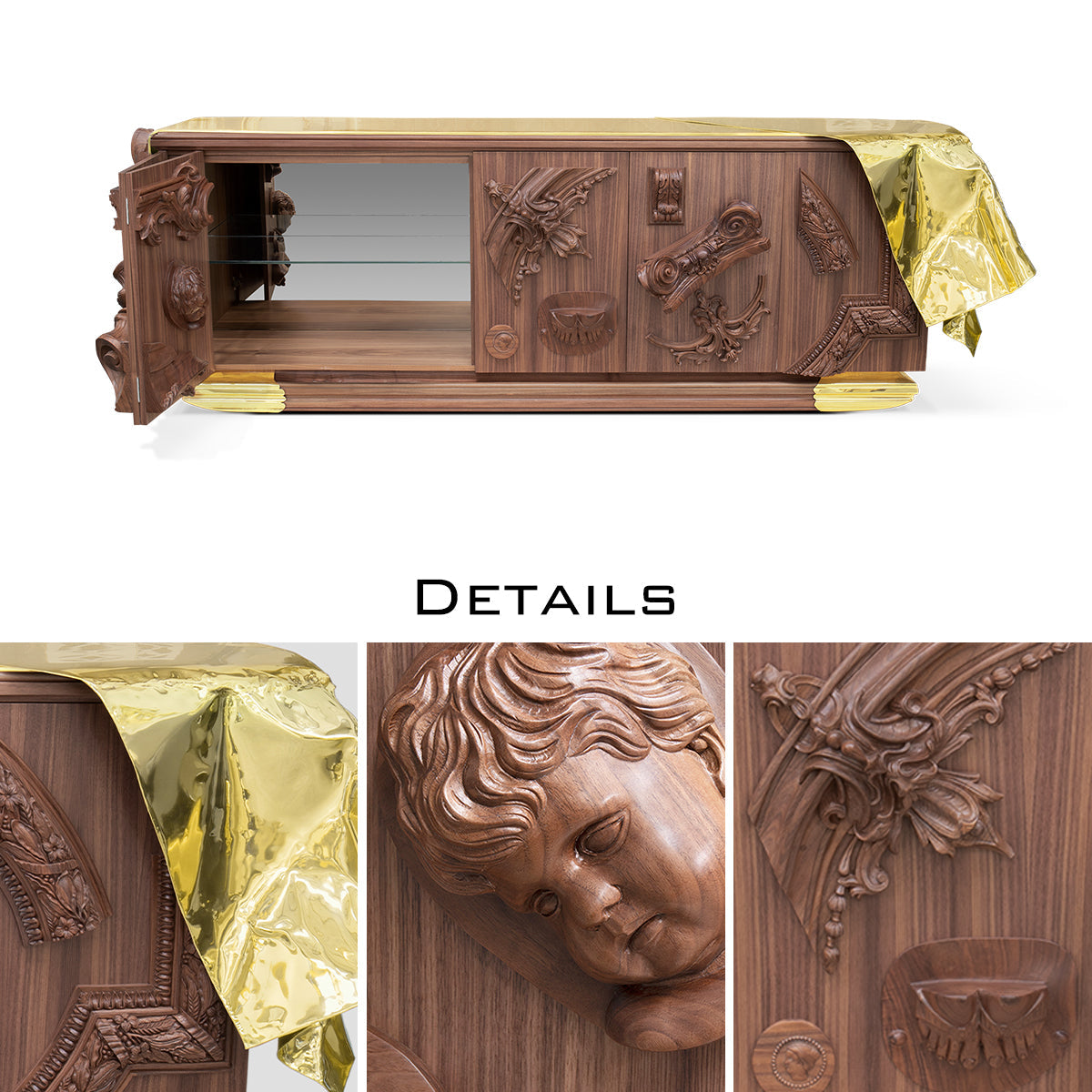 Black Sideboard Buffet Cabinet Hidden Storage