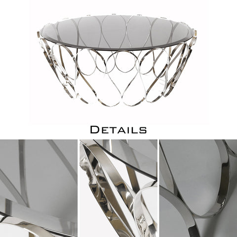Brass Glass Sculptural Form Coffee Table