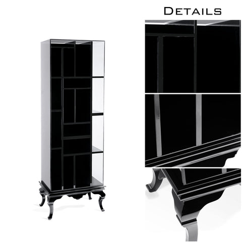 Tall Bookcase with Smoked Glass Shelves and Modern Display