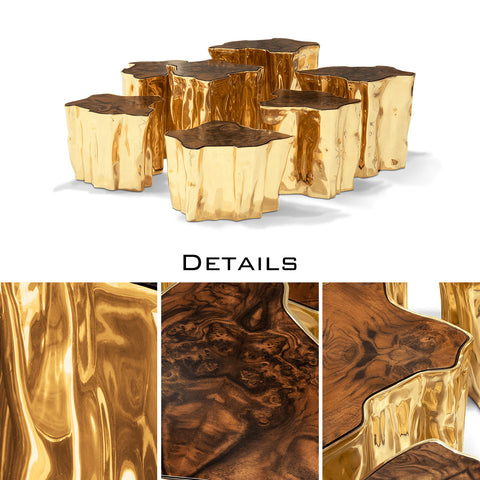 Brass White Sculptural Form Coffee Table