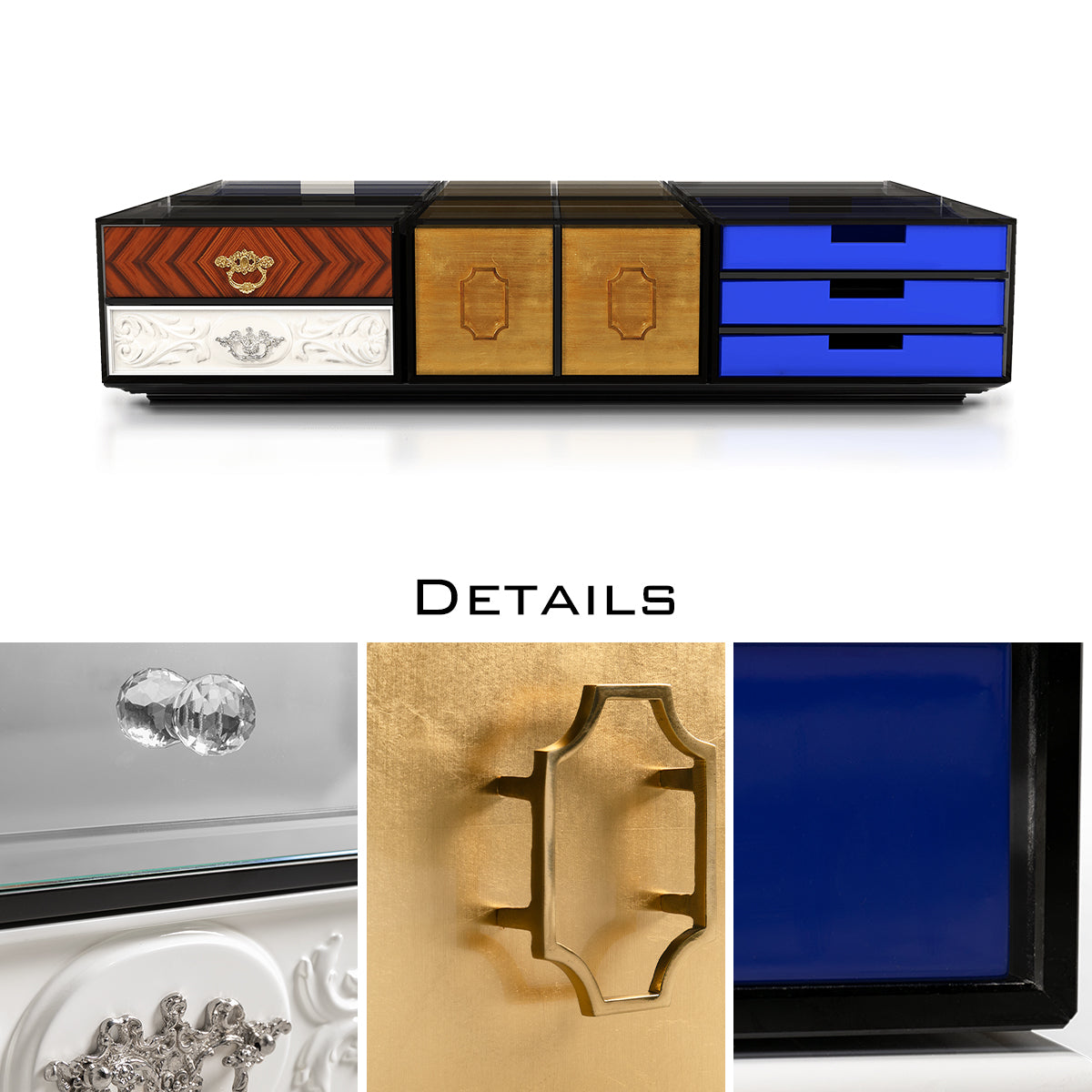 Brass Glass Hidden Storage Coffee Table