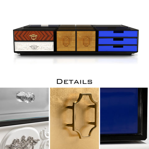 Brass Glass Hidden Storage Coffee Table