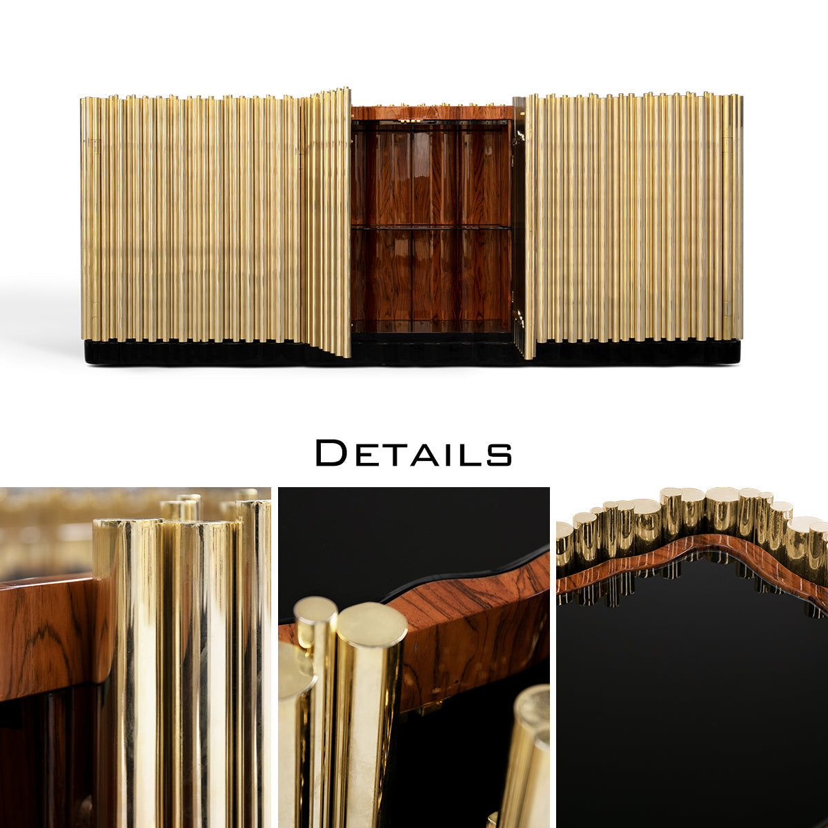 Brass Hidden Storage Sculptural Form Sideboard