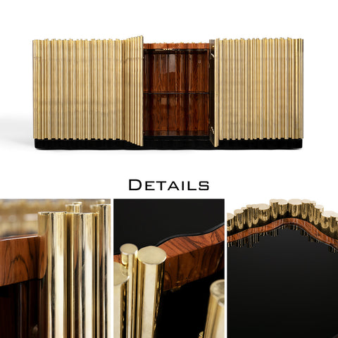 Brass Hidden Storage Sculptural Form Sideboard