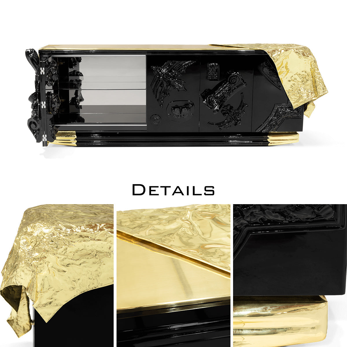 Black Sideboard Buffet Cabinet Hidden Storage