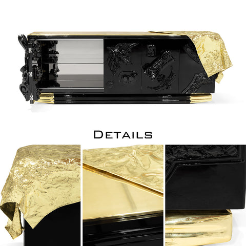 Black Sideboard Buffet Cabinet Hidden Storage
