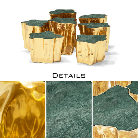 Brass White Sculptural Form Coffee Table