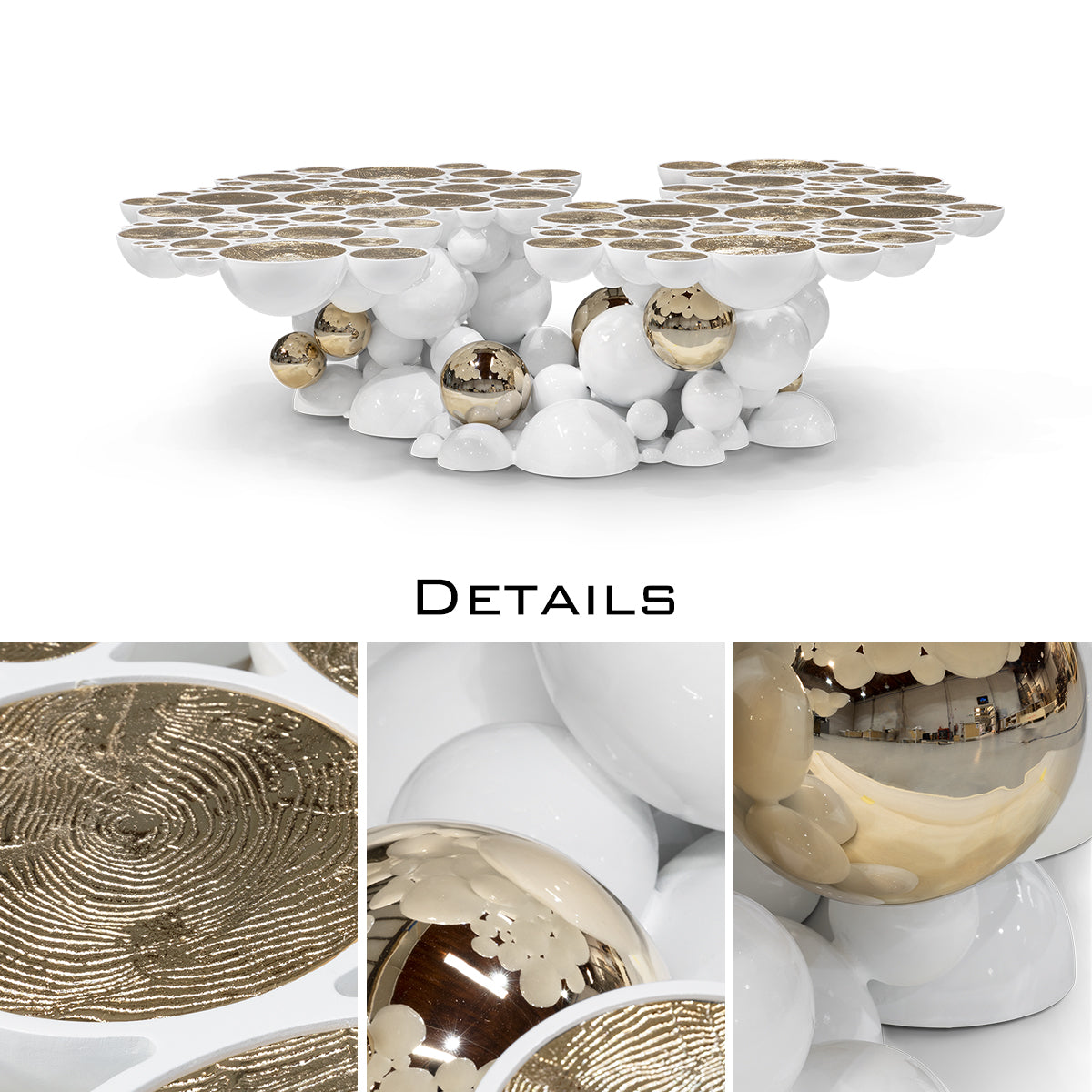 Brass Glass Black Sculptural Form Coffee Table