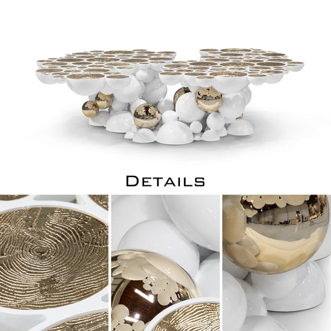 Brass Glass Black Sculptural Form Coffee Table