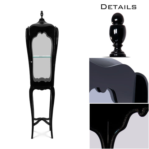 Mahogany Glass Black Slim Frame Display Cabinet