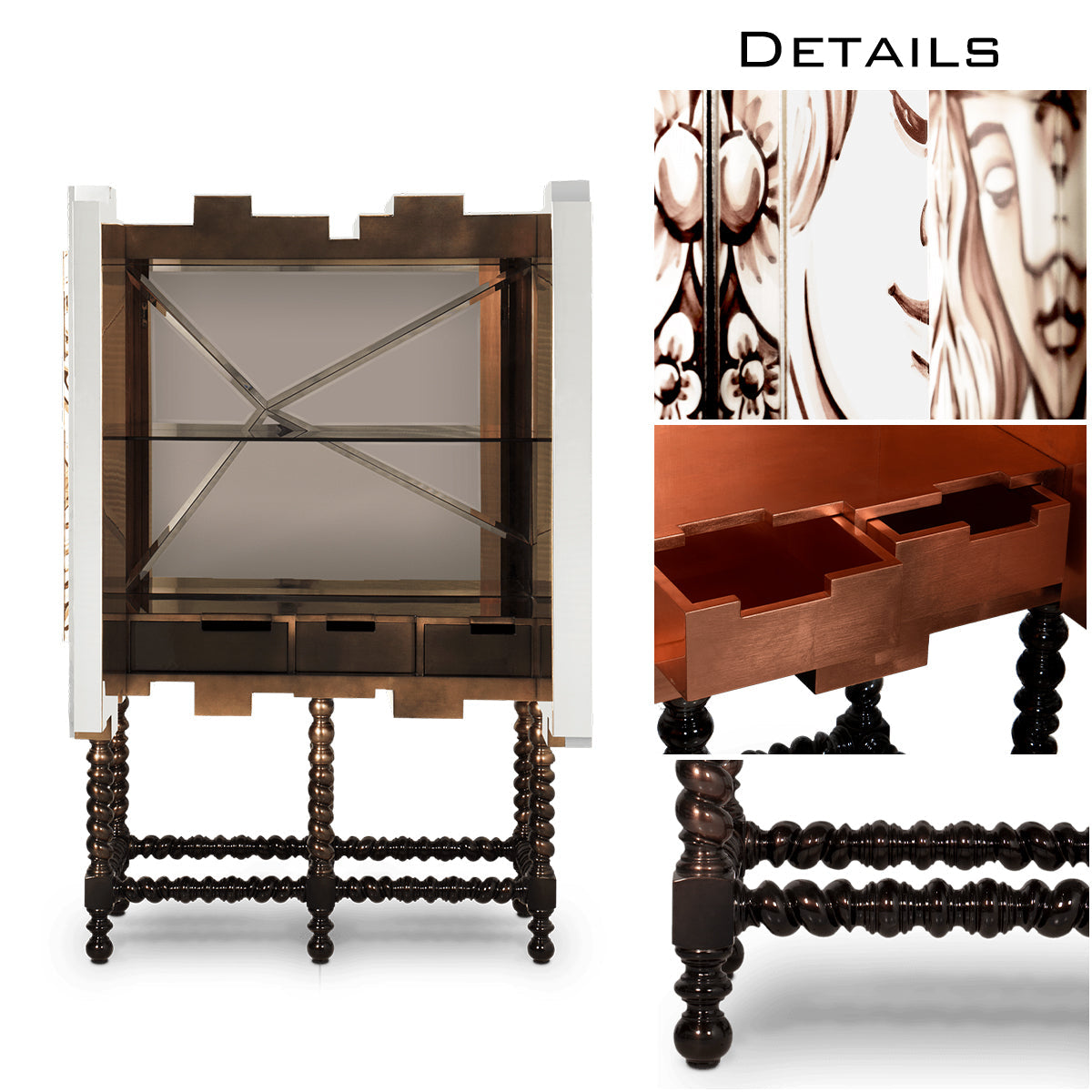 Mahogany Mirrored Cabinet for Living Room