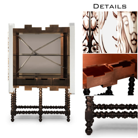 Mahogany Mirrored Cabinet for Living Room