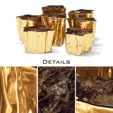 Brass White Sculptural Form Coffee Table