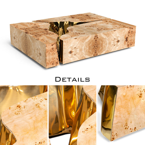 Brass Glass Sculptural Form Coffee Table Living Room