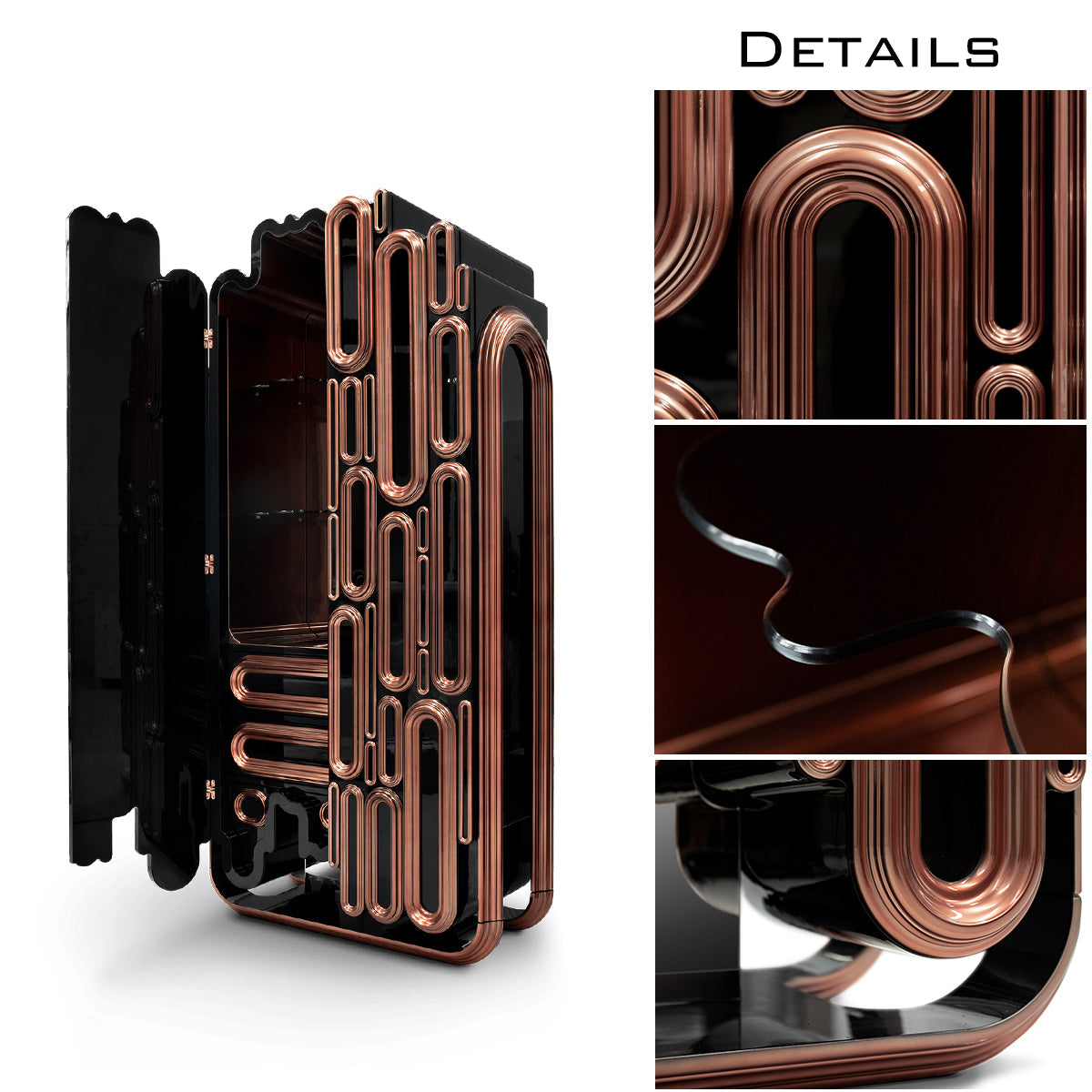Brass Glass Hidden Storage Bar Cabinet