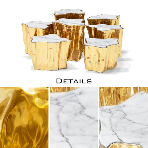 Brass White Sculptural Form Coffee Table