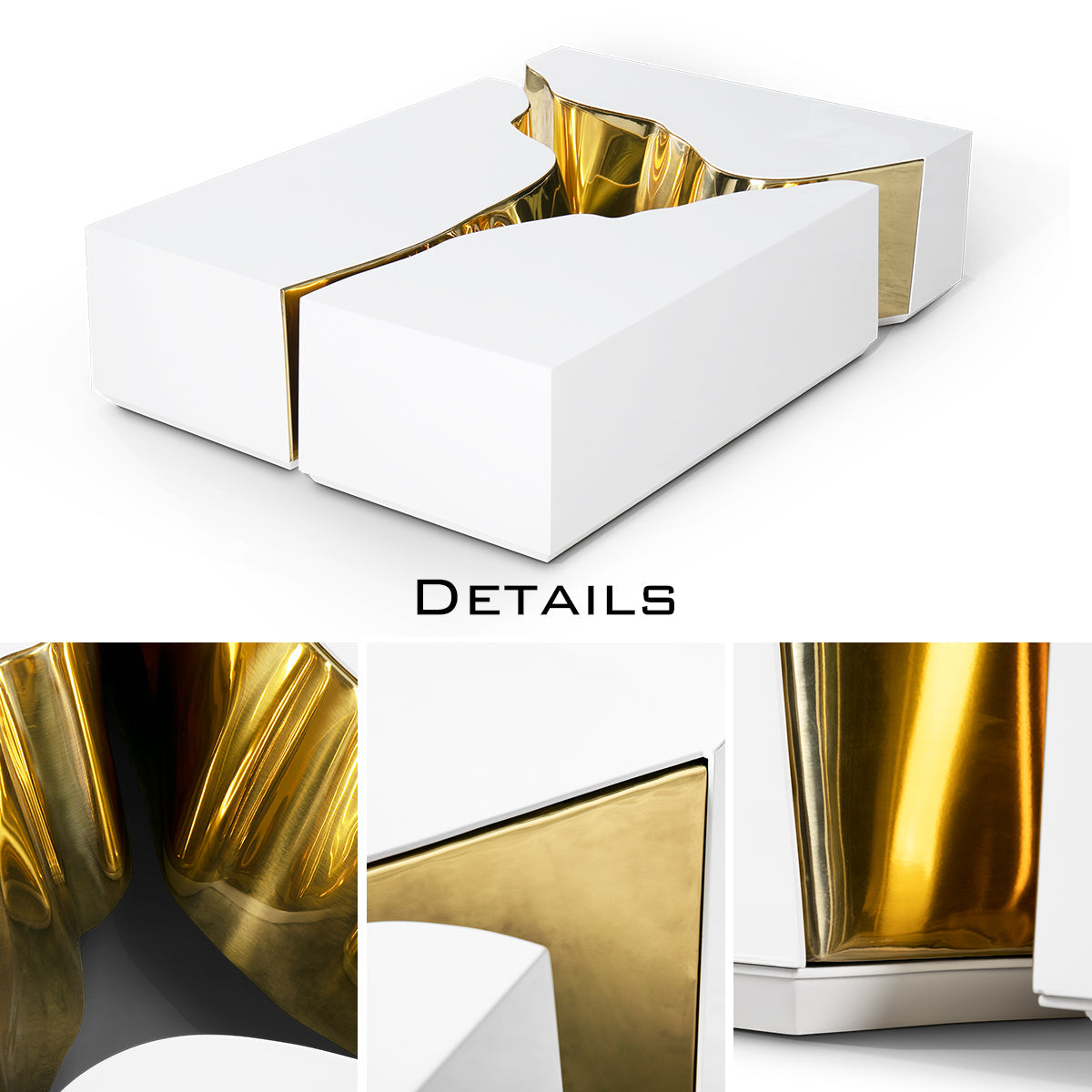 Brass Glass Sculptural Form Coffee Table Living Room