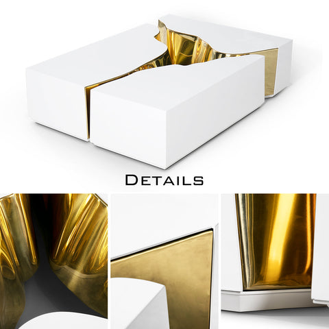 Brass Glass Sculptural Form Coffee Table Living Room