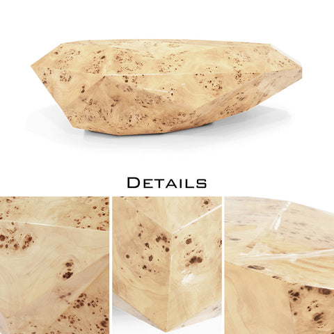 Black Faceted Design Sculptural Form Coffee Table