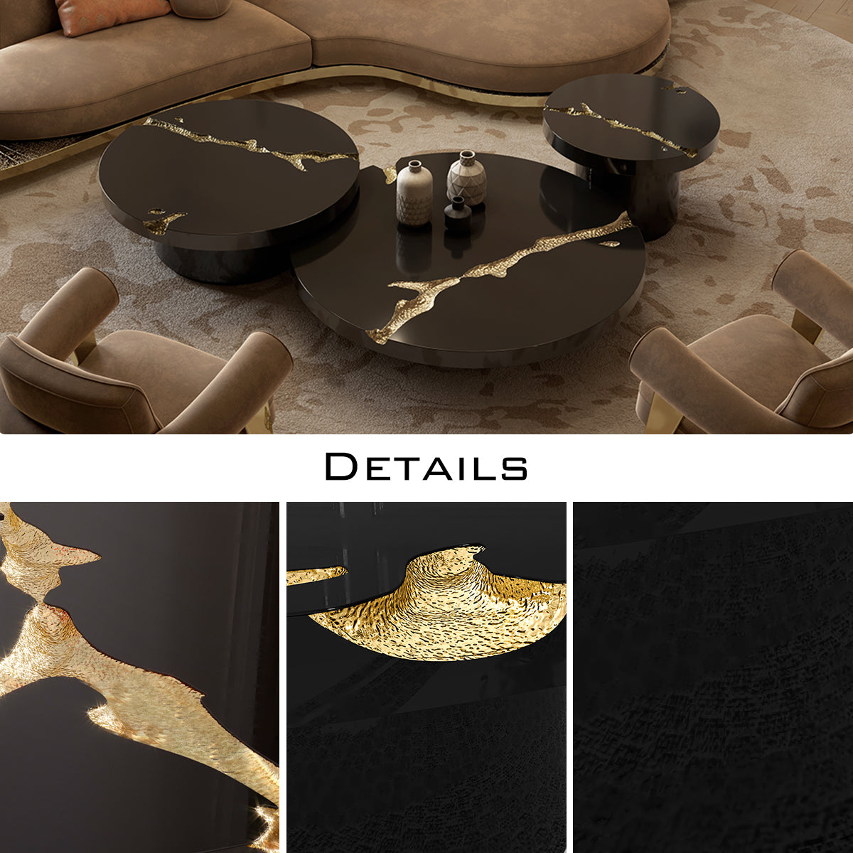 Brass Glass Gold Sculptural Form Coffee Table