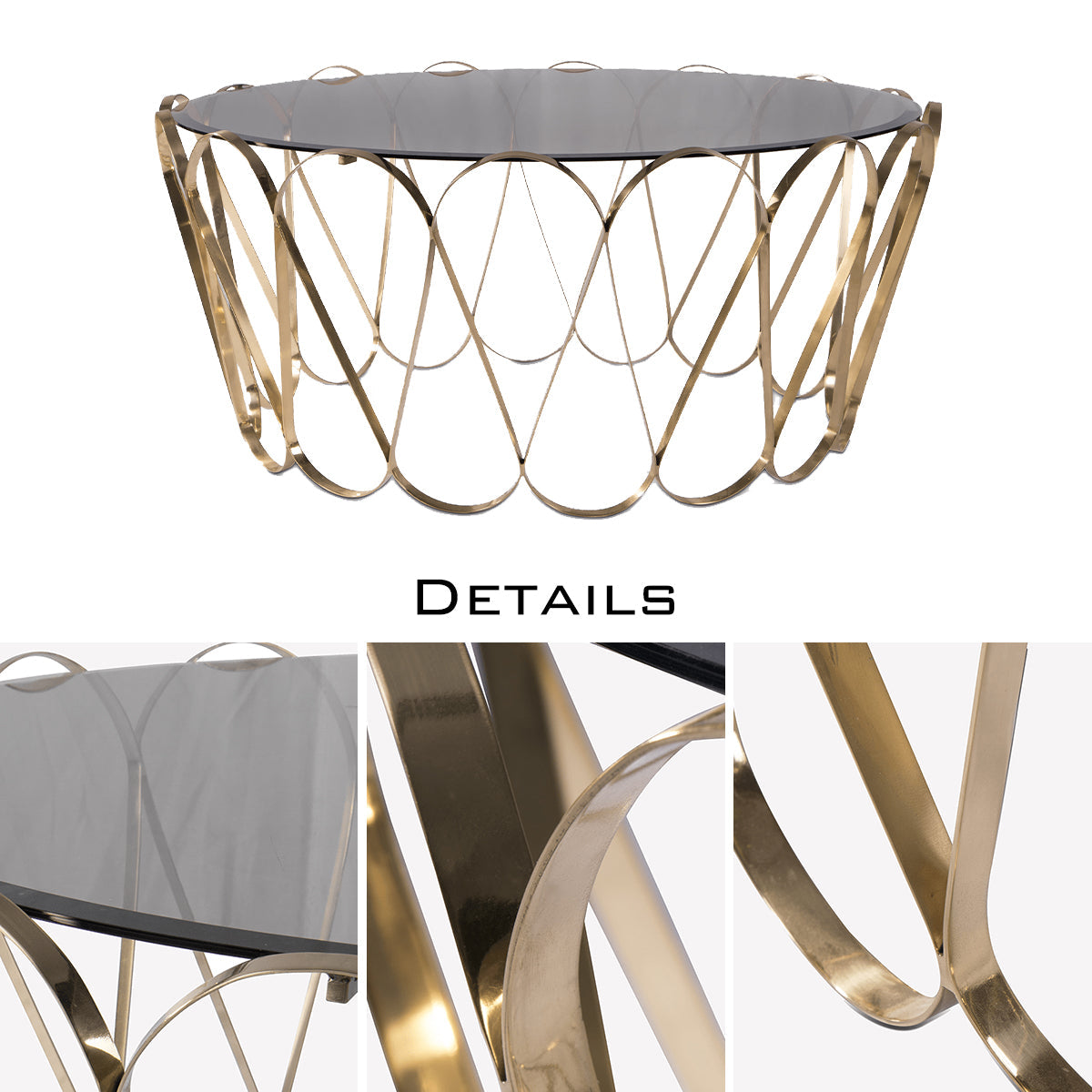 Brass Glass Sculptural Form Coffee Table
