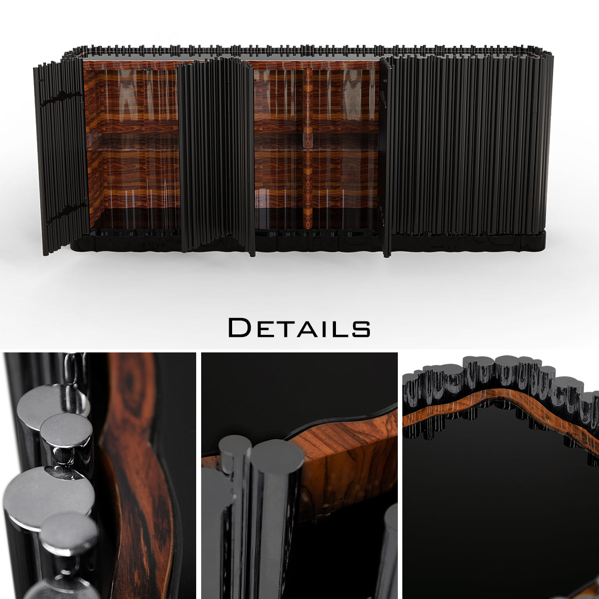 Brass Hidden Storage Sculptural Form Sideboard