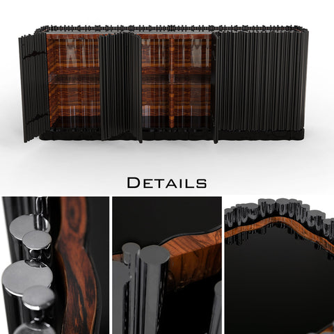 Brass Hidden Storage Sculptural Form Sideboard