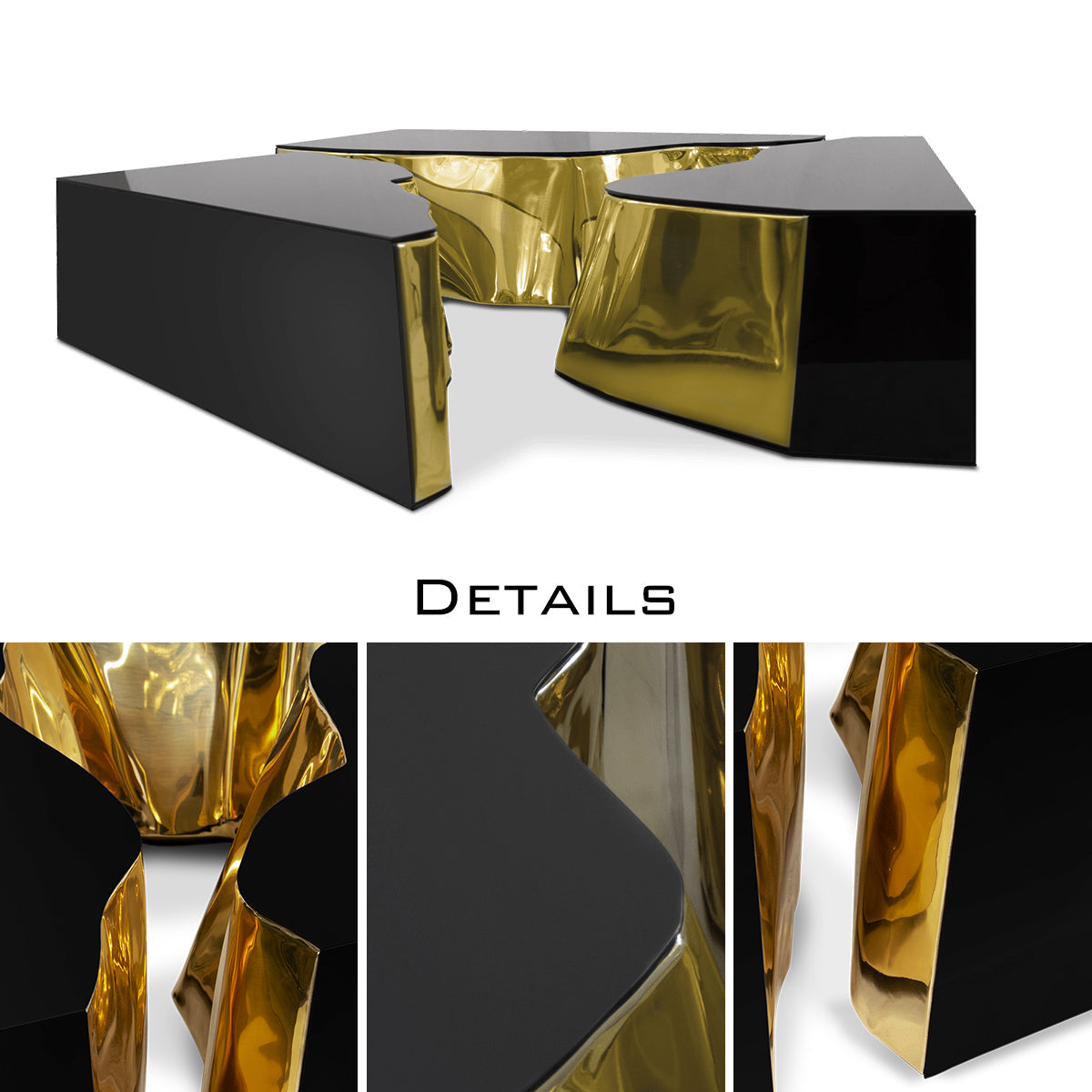Brass Glass Sculptural Form Coffee Table Living Room