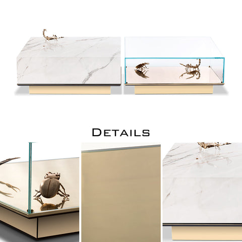 Brass Glass Gold Sculptural Form Coffee Table Brass Accents