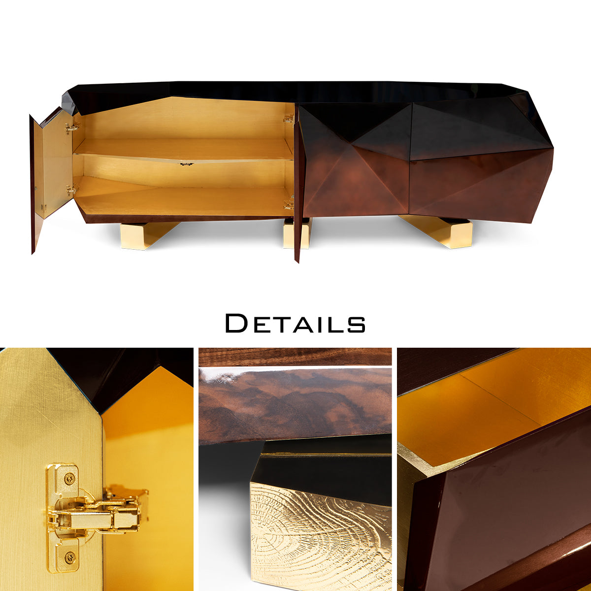 Hidden Storage Faceted Design Sideboard