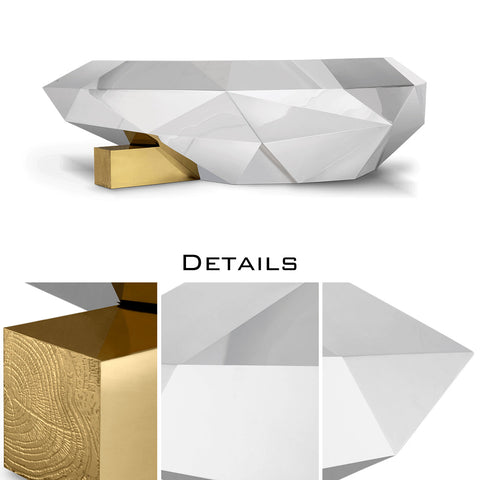 Black Faceted Design Sculptural Form Coffee Table
