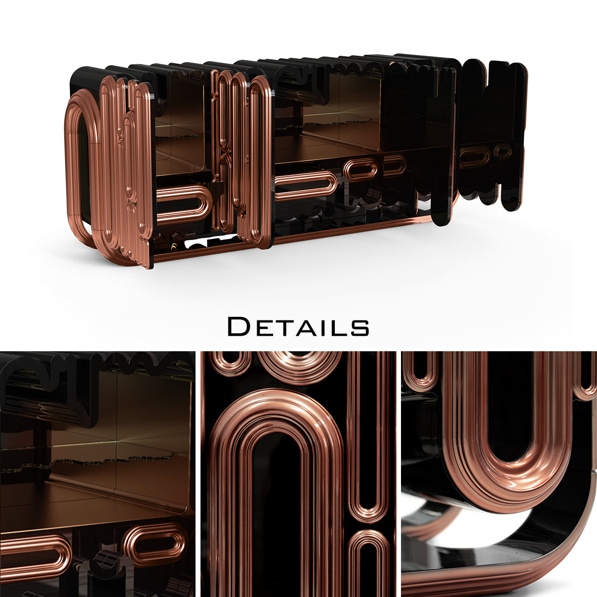 Gold Hidden Storage Sculptural Form Sideboard