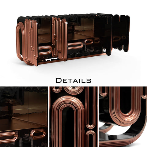 Gold Hidden Storage Sculptural Form Sideboard