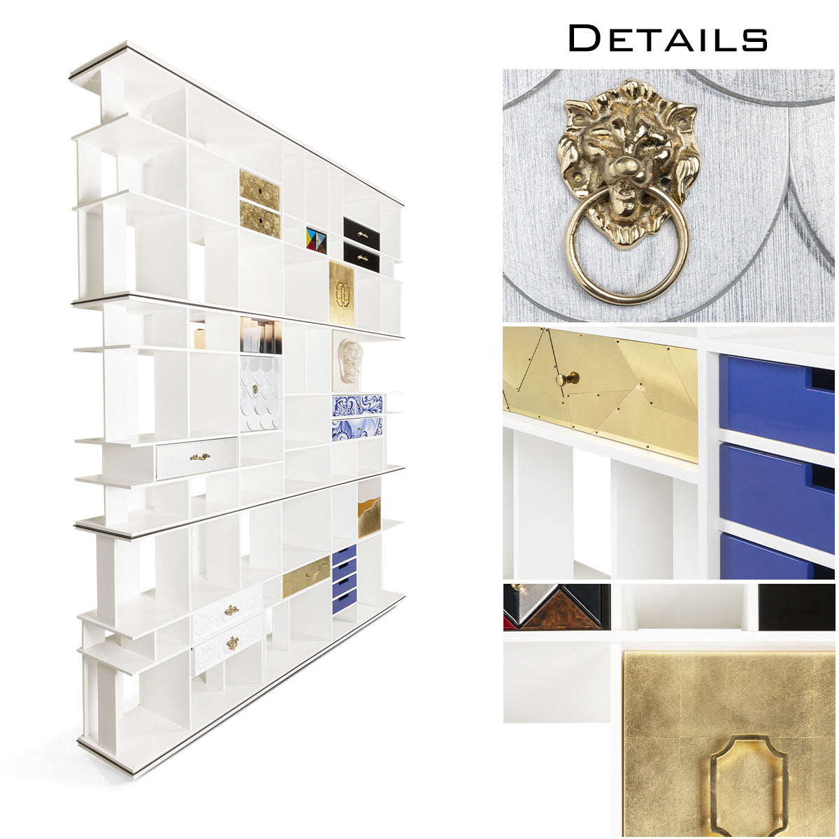 Brass Glass Hidden Storage Display Cabinet