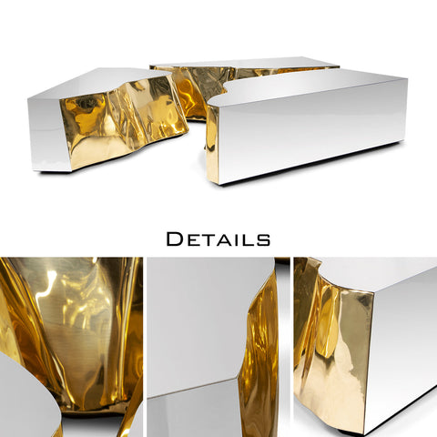 Brass Glass Sculptural Form Coffee Table Living Room