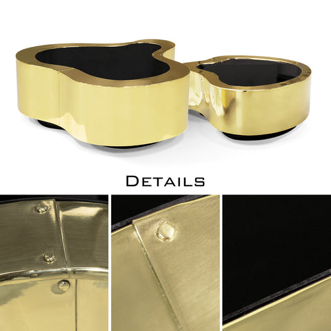 Brass Sculptural Form Coffee Table Living Room