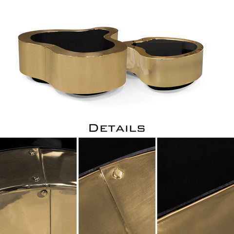 Brass Sculptural Form Coffee Table Living Room