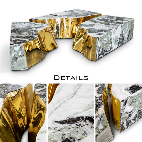 Brass Glass Sculptural Form Coffee Table Living Room