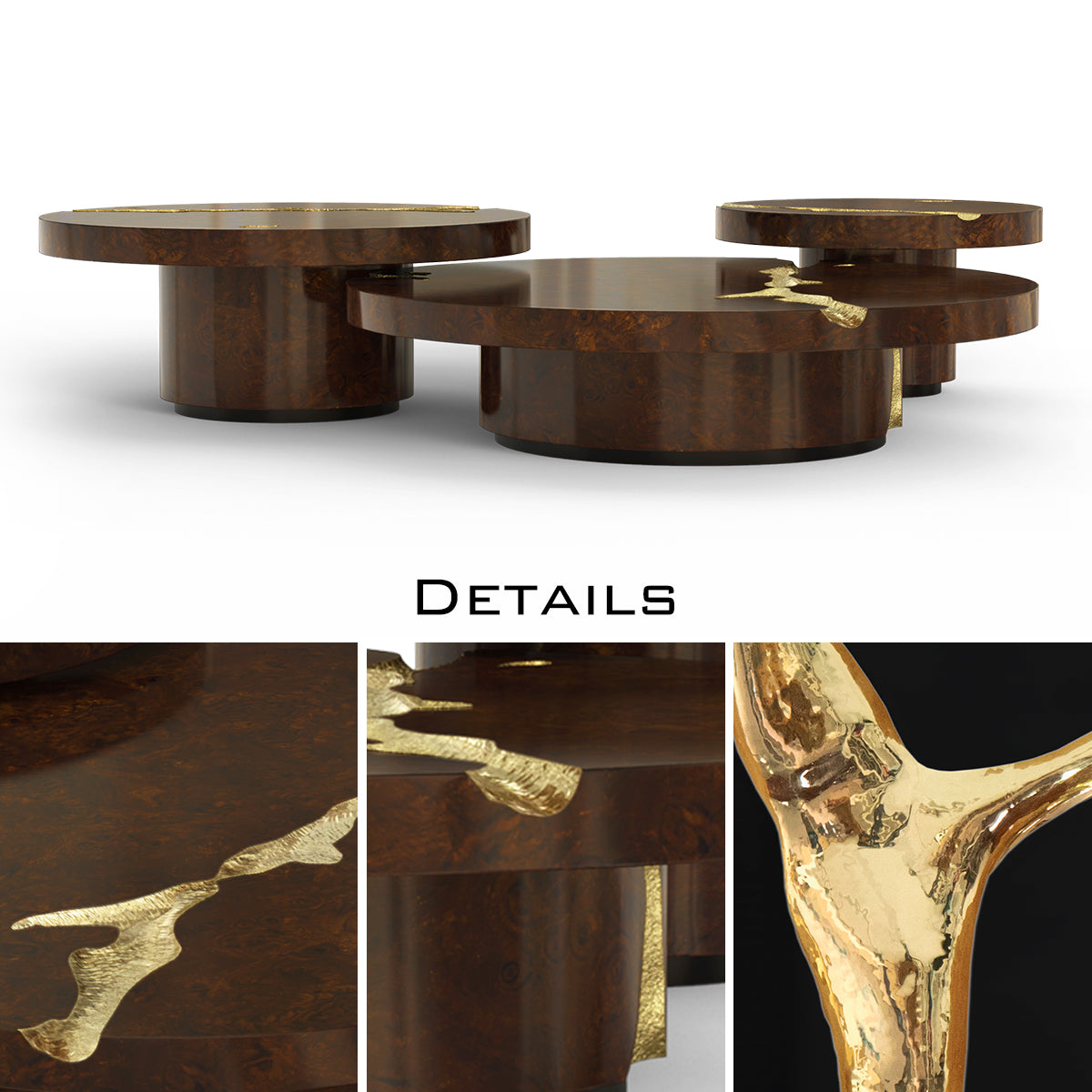 Brass Glass Gold Sculptural Form Coffee Table
